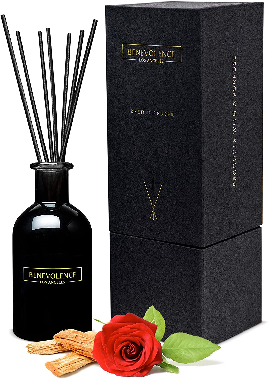 Reed Diffusers for Home, Rose & Sandalwood Relaxing Fragrance | Aromatherapy Reed Diffuser Sticks with Gift Box, Scented Sticks for Bathroom | Home Décor